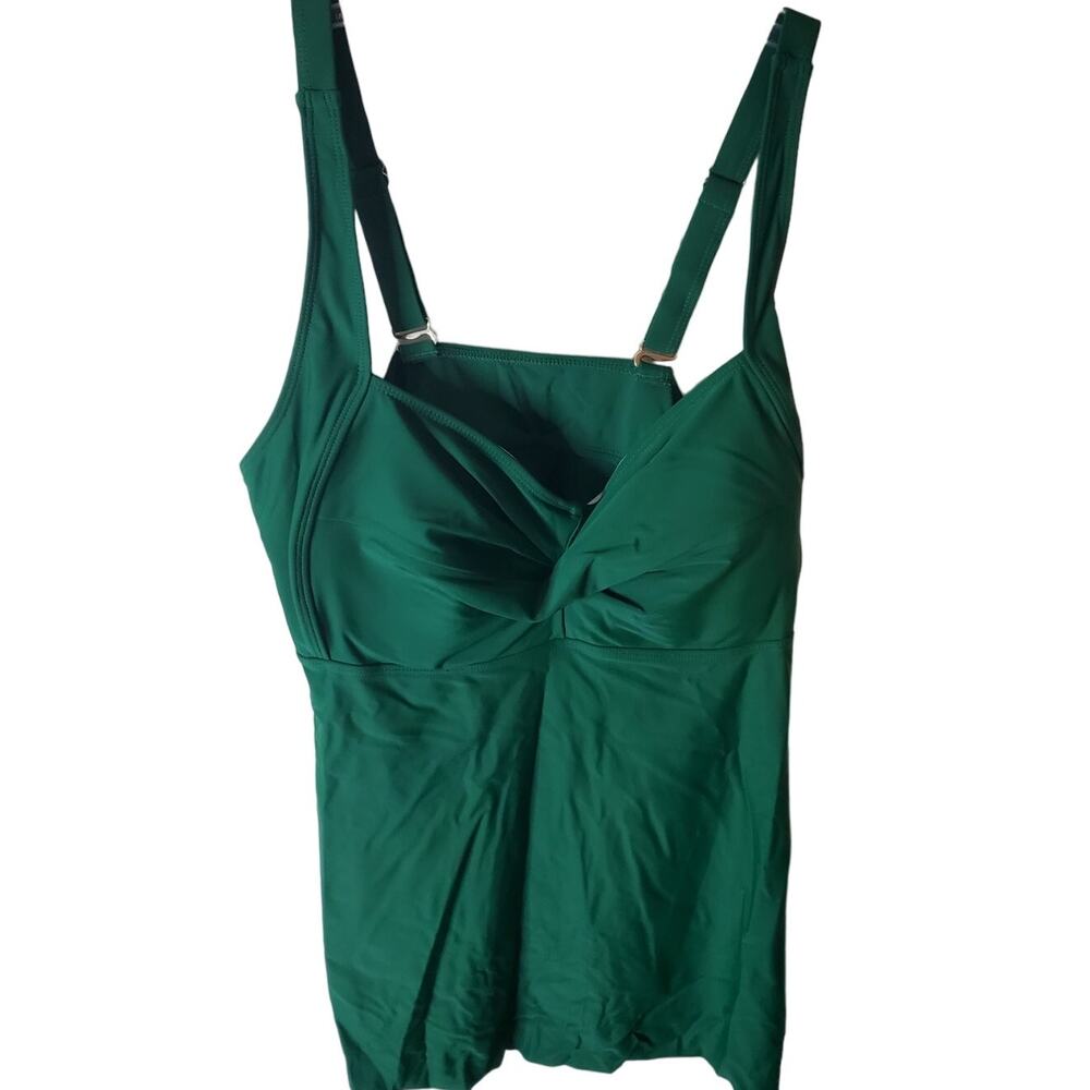 Hunter Green Lightly Padded Swim Tankini Top, 18W, NWOT